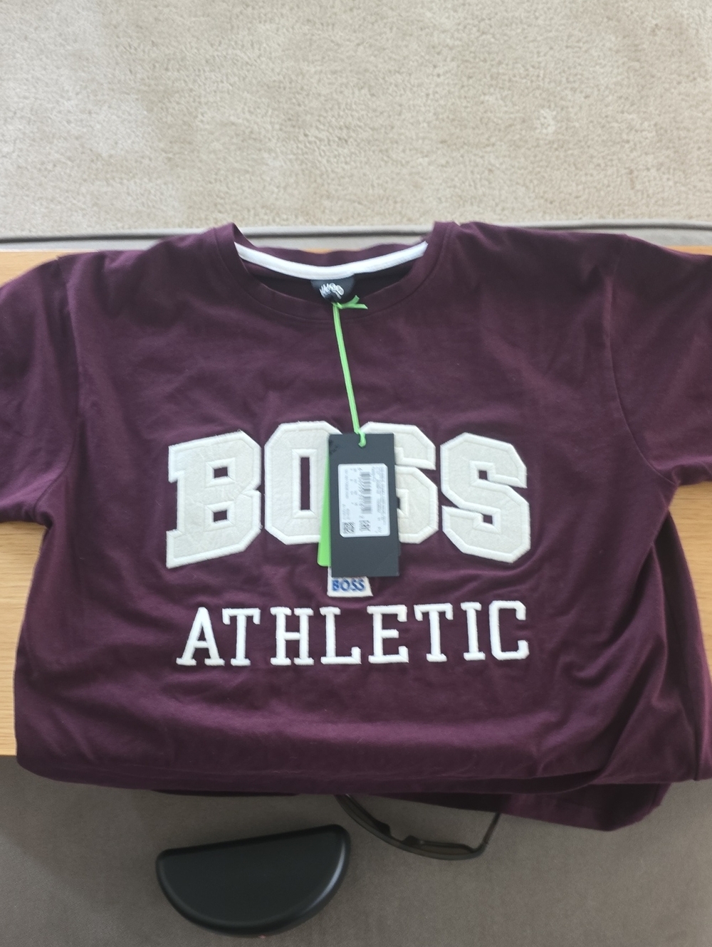 BOSS Burgundy Athletic Crewneck Sweatshirt with Contrast Lettering